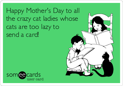 Happy Mother's Day to all
the crazy cat ladies whose
cats are too lazy to
send a card!