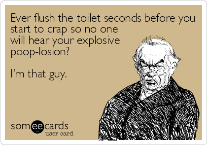 Ever flush the toilet seconds before you
start to crap so no one
will hear your explosive 
poop-losion?

I'm that guy.