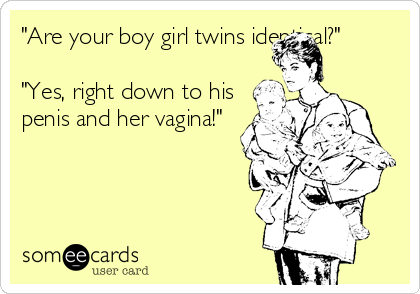 Are Your Boy Girl Twins Identical Yes Right Down To His Penis And Her Vagina Baby Ecard