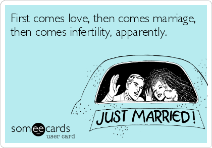 First comes love, then comes marriage,
then comes infertility, apparently.