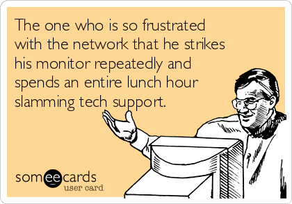 The one who is so frustrated 
with the network that he strikes
his monitor repeatedly and
spends an entire lunch hour
slamming tech support.