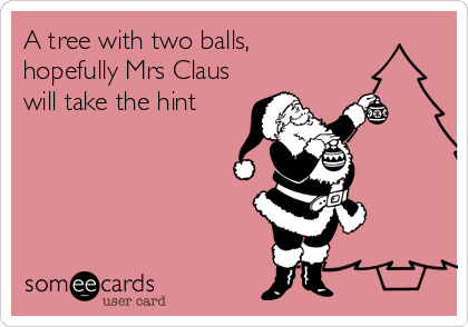 A tree with two balls, 
hopefully Mrs Claus
will take the hint