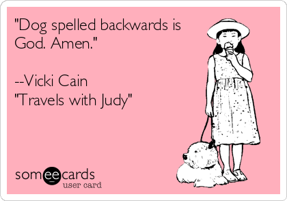 Dog Spelled Backwards Is God Amen Vicki Cain Travels With Judy Encouragement Ecard