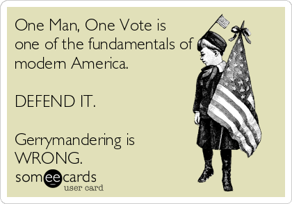 One Man, One Vote is
one of the fundamentals of
modern America.

DEFEND IT.

Gerrymandering is
WRONG.
