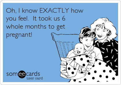 Oh, I know EXACTLY how
you feel.  It took us 6
whole months to get
pregnant!