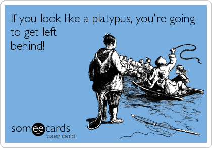 If you look like a platypus, you're going
to get left
behind!