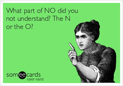 What part of NO did you
not understand? The N
or the O?