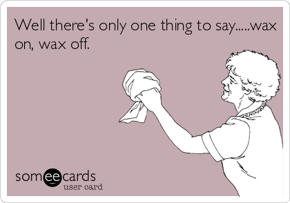 Well there's only one thing to say.....wax
on, wax off.