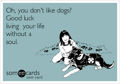 Oh, you don't like dogs? 
Good luck
living  your life
without a
soul.