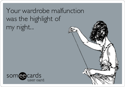 Your wardrobe malfunction
was the highlight of 
my night...