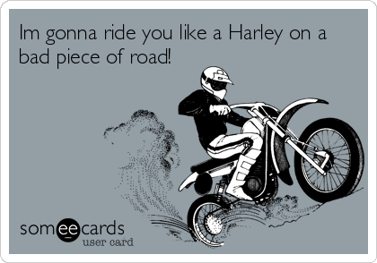 Im gonna ride you like a Harley on a
bad piece of road!