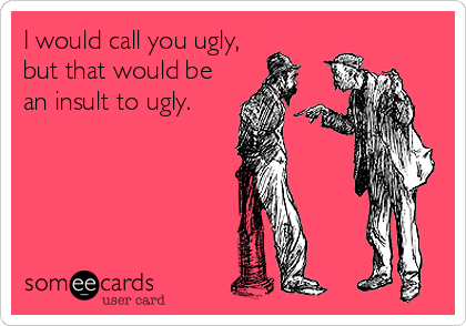 I would call you ugly,
but that would be
an insult to ugly.