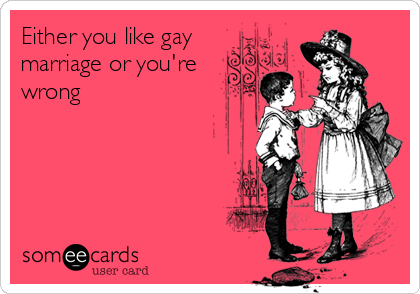 Either you like gay
marriage or you're
wrong
