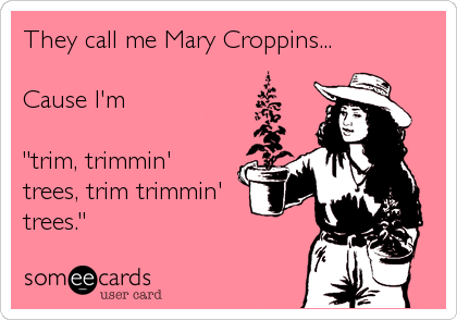 They call me Mary Croppins...

Cause I'm 

"trim, trimmin' 
trees, trim trimmin'
trees."