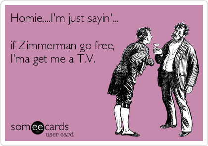 Homie....I'm just sayin'...

if Zimmerman go free,
I'ma get me a T.V.