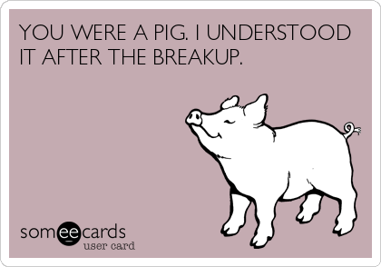 YOU WERE A PIG. I UNDERSTOOD
IT AFTER THE BREAKUP.
