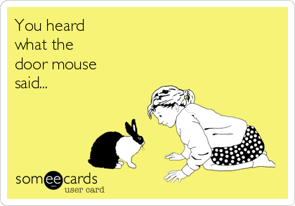 You heard
what the
door mouse
said...