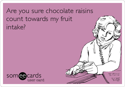 Are you sure chocolate raisins
count towards my fruit
intake?