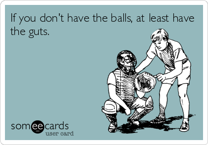 If you don't have the balls, at least have
the guts.