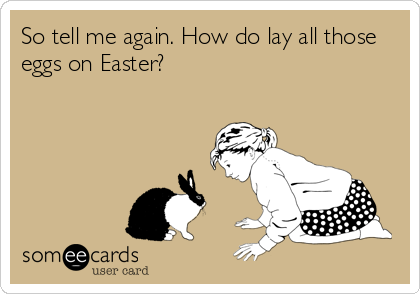 So tell me again. How do lay all those
eggs on Easter?