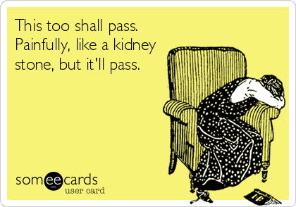 This too shall pass.
Painfully, like a kidney
stone, but it'll pass.