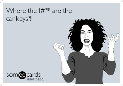 Where the f#?* are the
car keys?!!