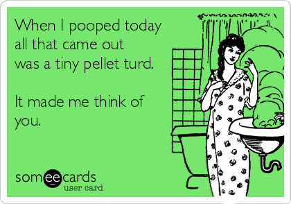 When I pooped today
all that came out 
was a tiny pellet turd.

It made me think of
you.