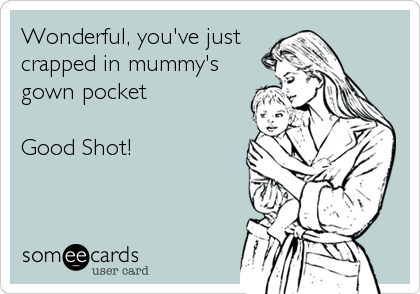 Wonderful, you've just
crapped in mummy's
gown pocket

Good Shot!