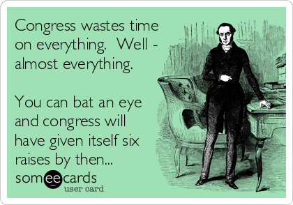 Congress wastes time
on everything.  Well -
almost everything.

You can bat an eye
and congress will
have given itself six
raises by then...