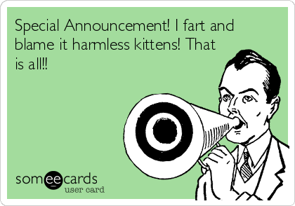 Special Announcement! I fart and
blame it harmless kittens! That
is all!!