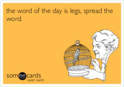 the word of the day is legs, spread the
word.