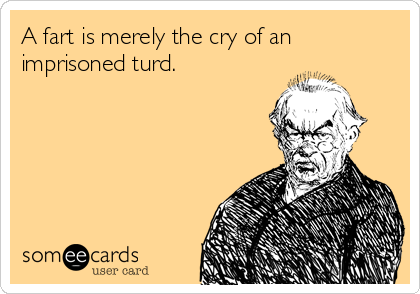 A fart is merely the cry of an
imprisoned turd.