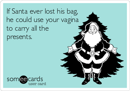 If Santa ever lost his bag,
he could use your vagina
to carry all the
presents.