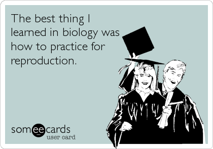 The best thing I
learned in biology was
how to practice for
reproduction.