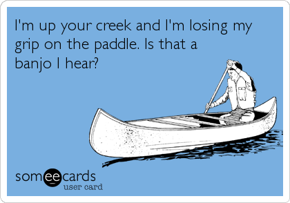 I'm up your creek and I'm losing my
grip on the paddle. Is that a
banjo I hear?