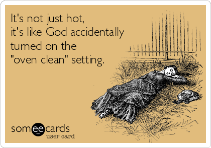 It's not just hot,
it's like God accidentally
turned on the
"oven clean" setting.