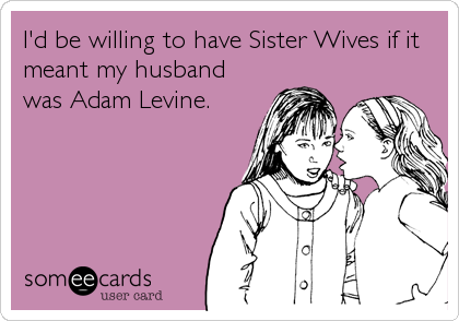 I'd be willing to have Sister Wives if it
meant my husband
was Adam Levine.