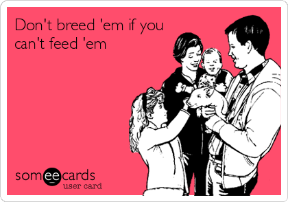 Don't breed 'em if you
can't feed 'em