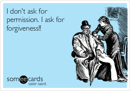 I don't ask for
permission. I ask for
forgiveness!!