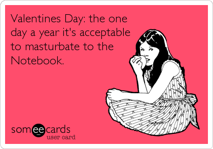 Valentines Day: the one
day a year it's acceptable
to masturbate to the
Notebook.