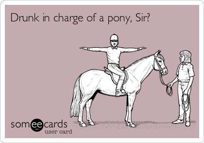 Drunk in charge of a pony, Sir?