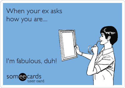 When your ex asks
how you are....




I'm fabulous, duh!