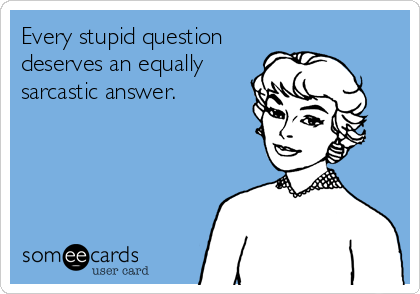 Every stupid question
deserves an equally
sarcastic answer.