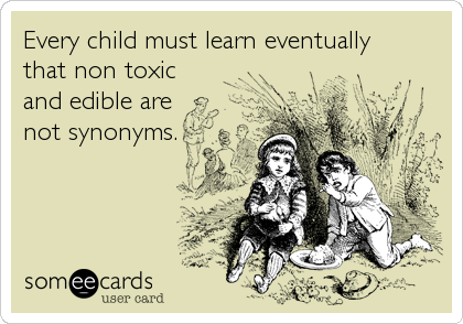 Every child must learn eventually 
that non toxic 
and edible are 
not synonyms.