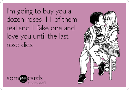 I'm going to buy you a
dozen roses, 11 of them
real and 1 fake one and
love you until the last
rose dies.