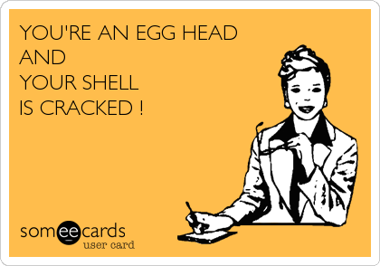 YOU'RE AN EGG HEAD
AND 
YOUR SHELL
IS CRACKED !