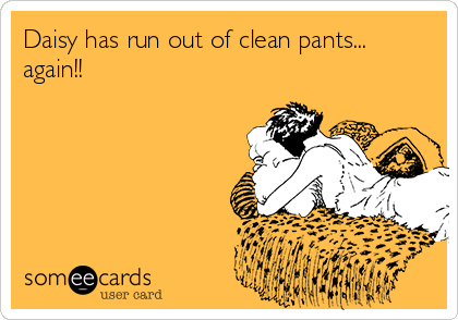 Daisy has run out of clean pants...
again!!