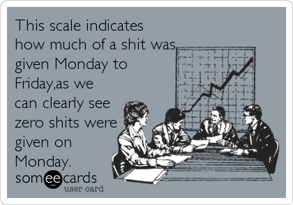 This scale indicates
how much of a shit was 
given Monday to
Friday,as we
can clearly see
zero shits were
given on
Monday.