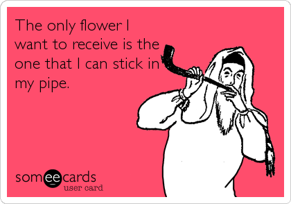 The only flower I
want to receive is the
one that I can stick in
my pipe.