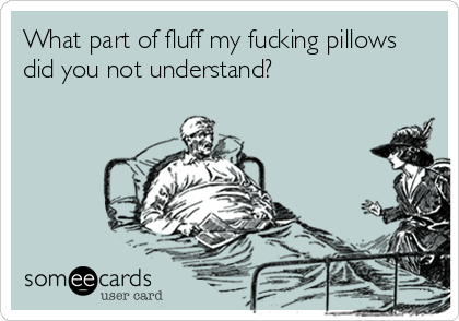 What part of fluff my fucking pillows
did you not understand?